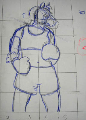 It was really hard to find a good reference photo of a woman boxer. A lot of them seemed fanciful and just not 